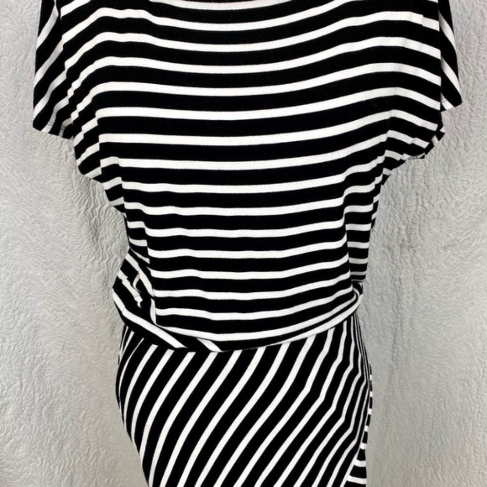 White House Black Market Stripe Wrap Skirt Asymmetrical Dress - Picture 3 of 13